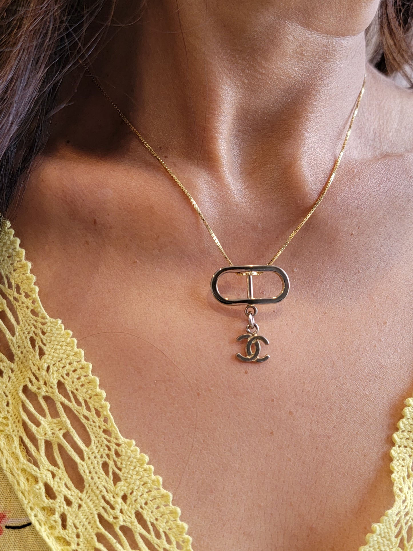 GOLD CC CHANEL LINK CHARM NECKLACE