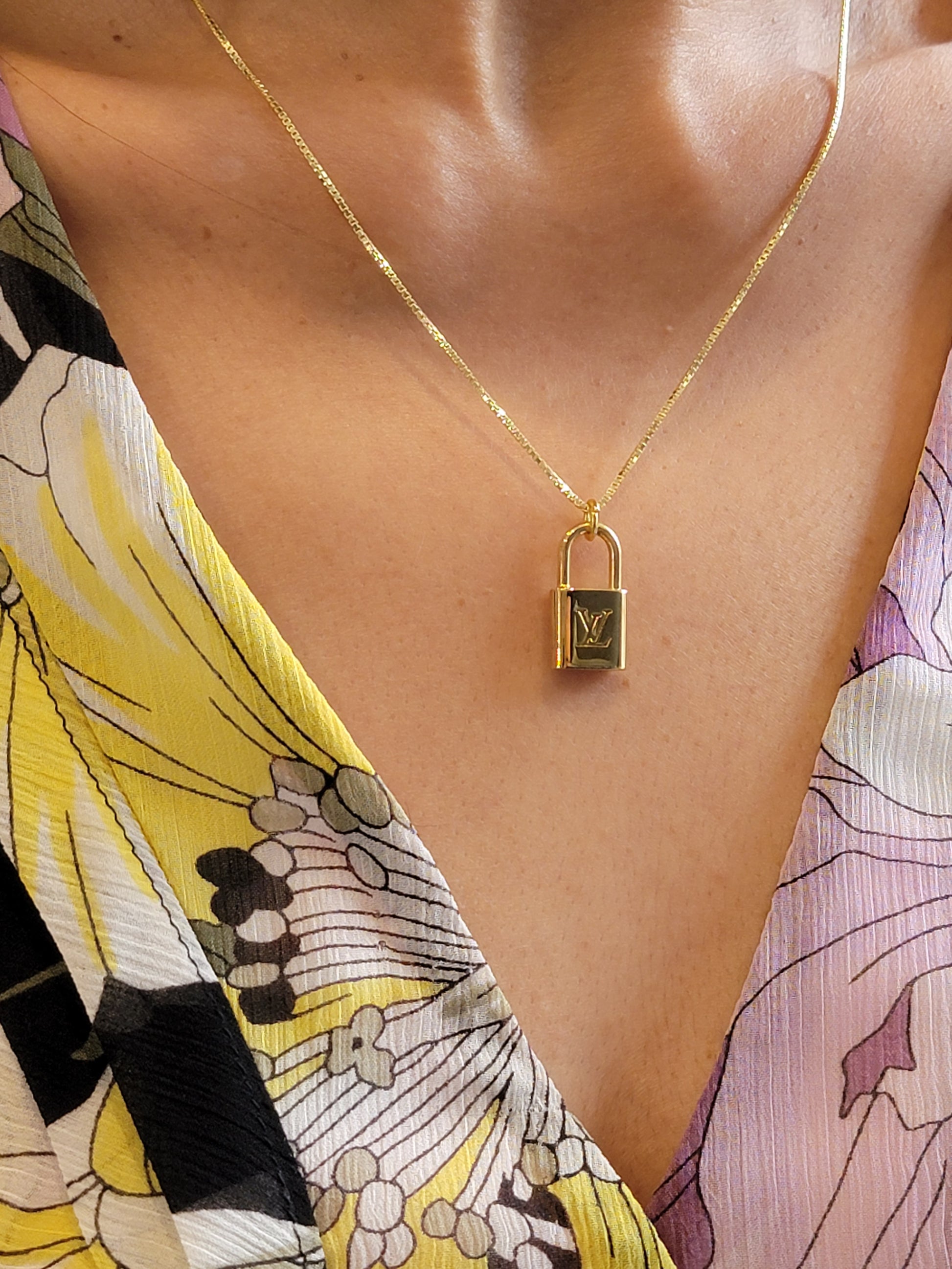 Louis Vuitton, Gold Layered Lock Necklace – Vintage