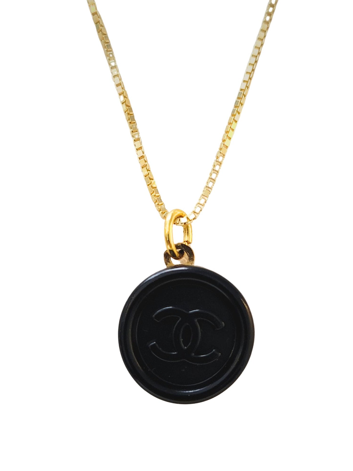 BLACK ON BLACK WITH GOLD CHANEL VINTAGE BUTTON NECKLACE